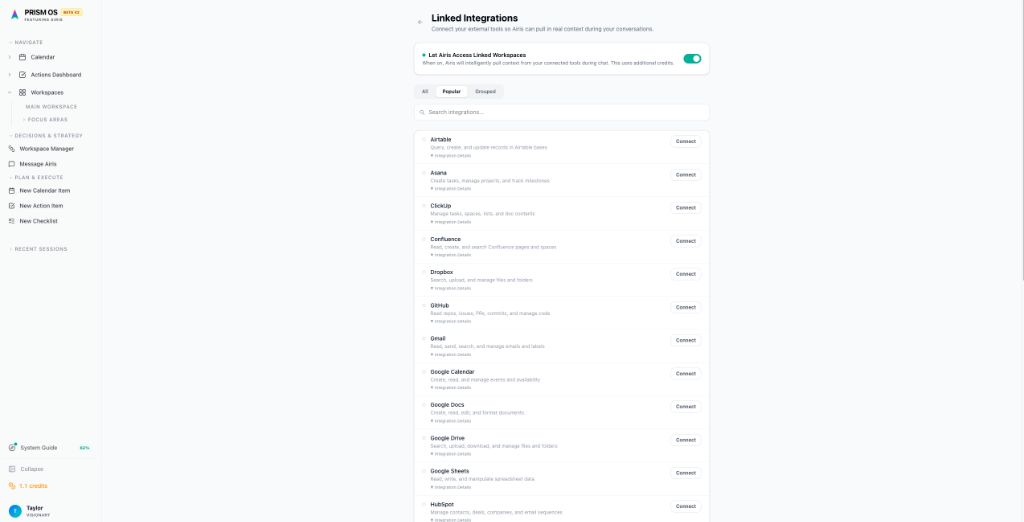 Linked Integrations — connect your external tools